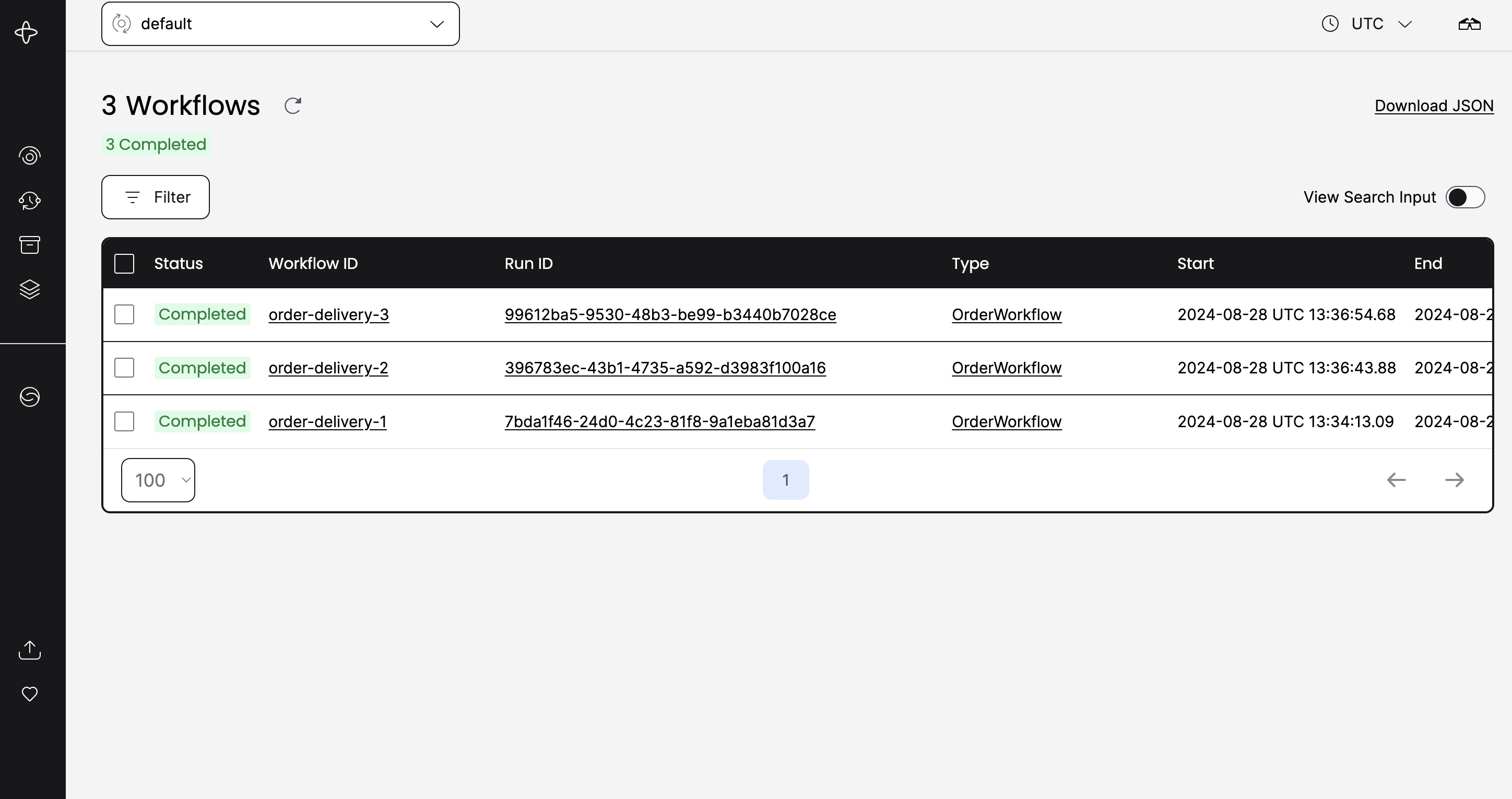 Workflows dashboard